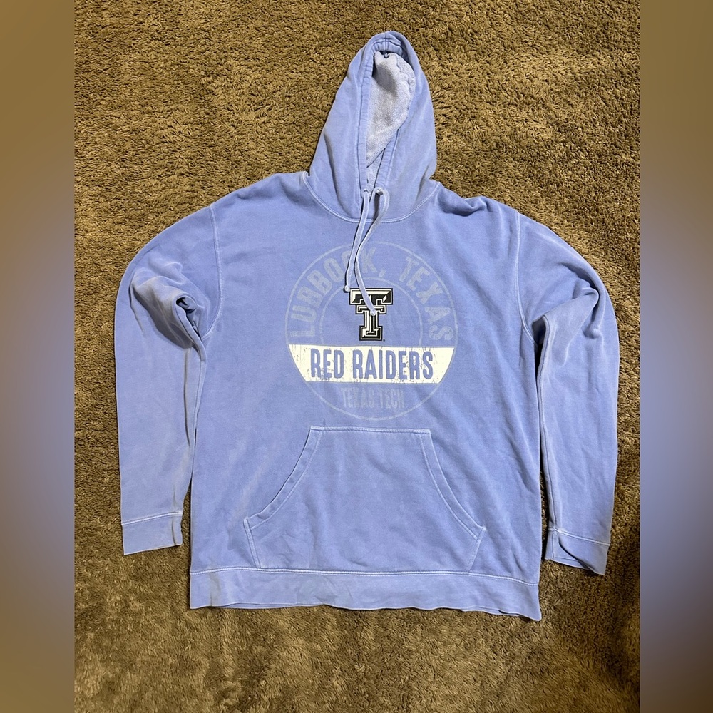Vintage NCAA Blue 84 Texas Tech Red Raiders “crazy blue” hoodie 00s size XL